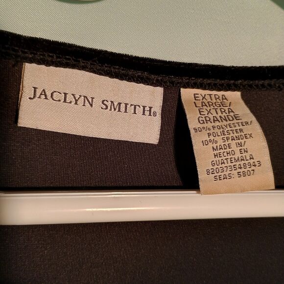 Jaclyn Smith Black Velvet Drape Front Top – Long Sleeve Deep V-Neck Blouse - Picture 3 of 4